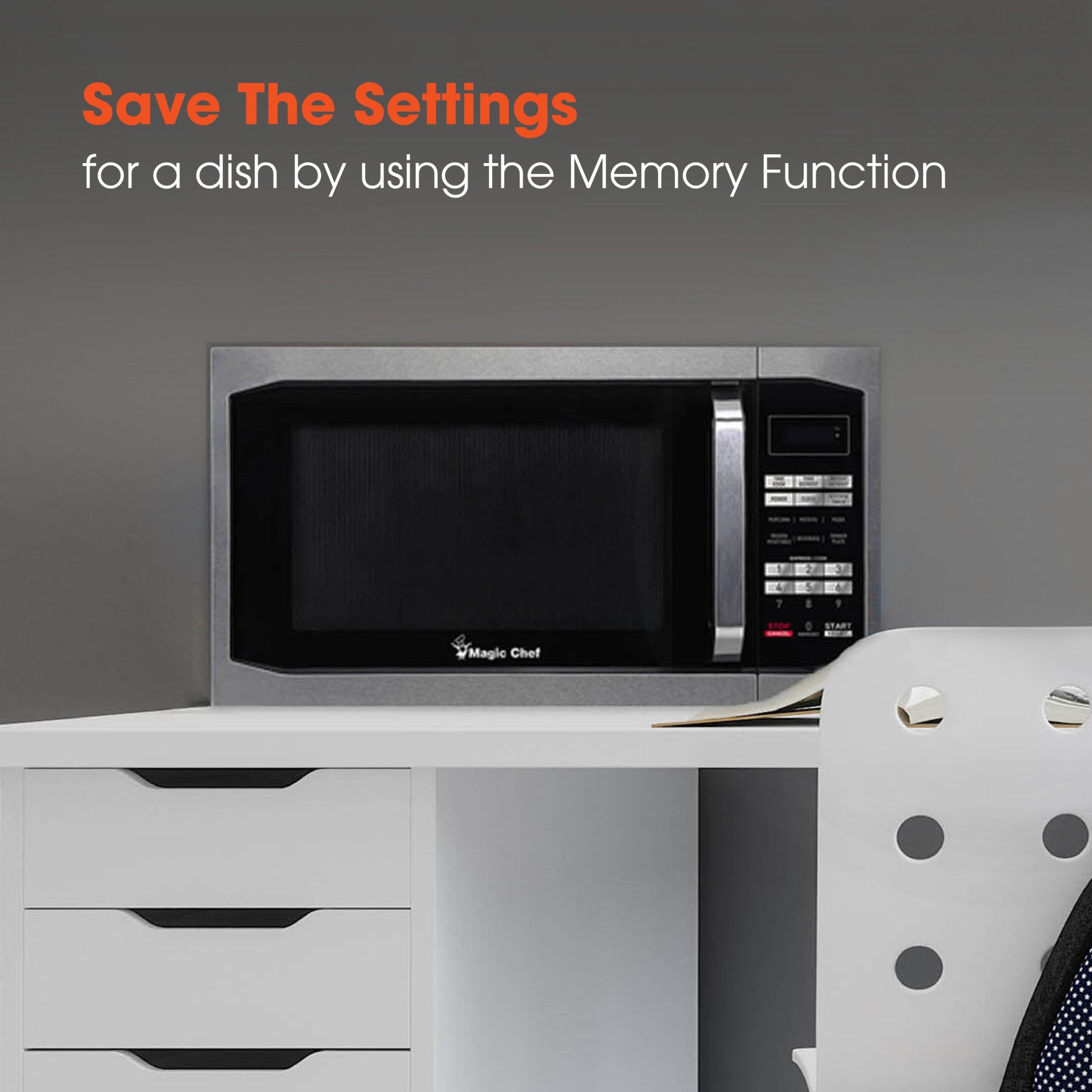 Magic Chef 1.6 Cu. Ft Countertop Microwave | 1100 Watt | Stainless Steel Door | Digital Display | 6 Auto Cooking Modes | Child Lock | 8 Years Warranty On Magnetron image 8