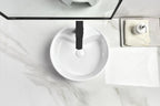 Tuscany 16-1/8"W x 16-1/8"D White Ceramic Round Bathroom Vessel Sink | Kati Series | Premium Quality Ceramic Construction | Elegant Modern Style Design image 3