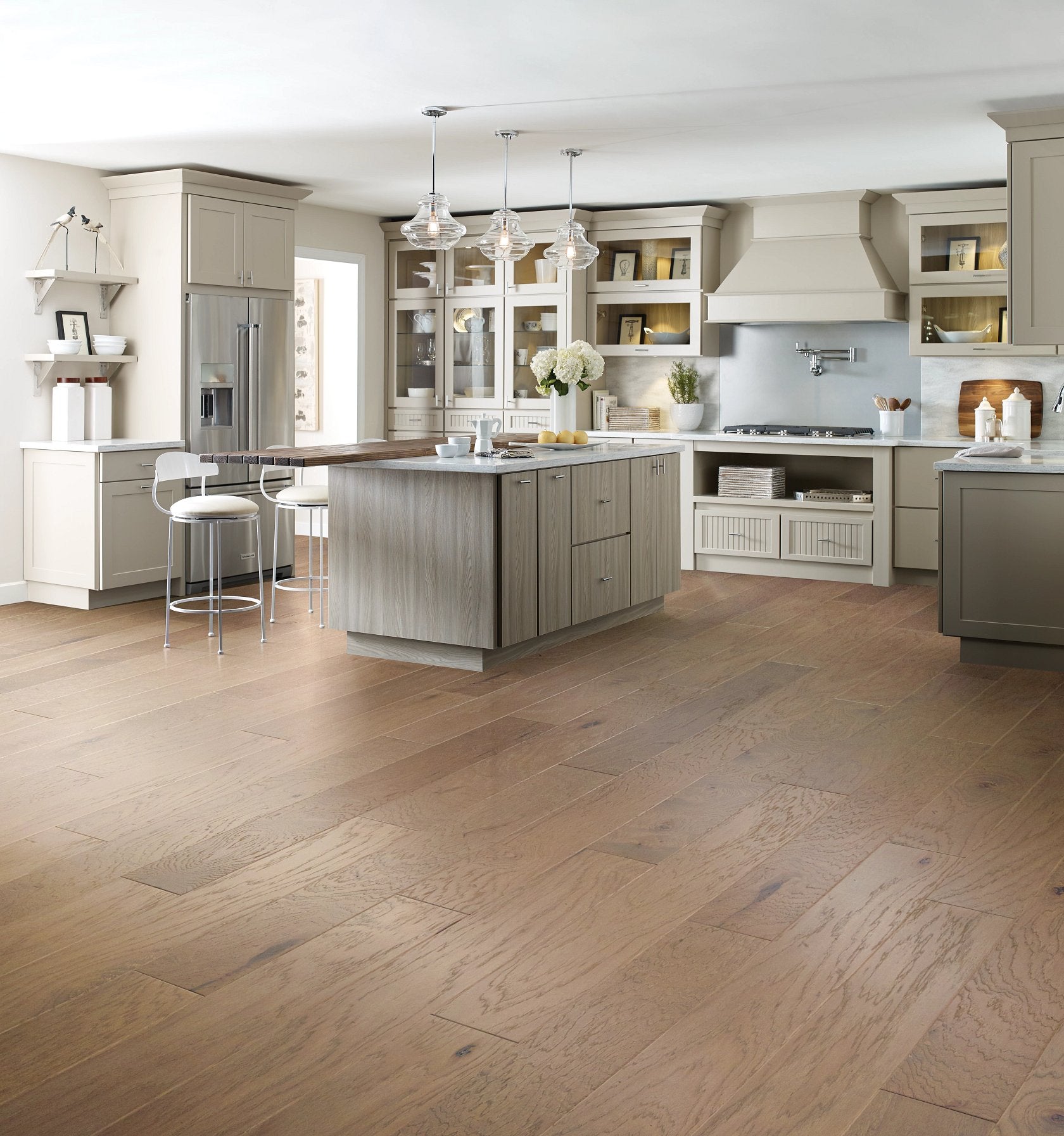 High Plains 6 3/8 | Repel Collection | Jute Shade | Hickory | Real Hardwood | Water Resistant | Scuff Resistant | 1.2 mm Veneer Thickness | 30.48 Sq. Ft. Per Carton | Wire Brushed Texture image 3