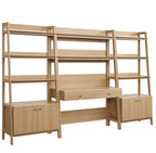 Bixby 3-Piece Wood Office Desk and Bookshelf | Walnut, Walnut White &amp; Oak Color Options | Particleboard &amp; MDF | Full-Extension Drawers | Tiered Desk and Bookshelf image 4