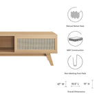 Soma 47" TV Stand | Oak &amp; Walnut Finish Options | Contemporary TV Stand | Natural Rattan Weave | MDF and Particleboard | Cable Management Holes | Sliding Doors image 2
