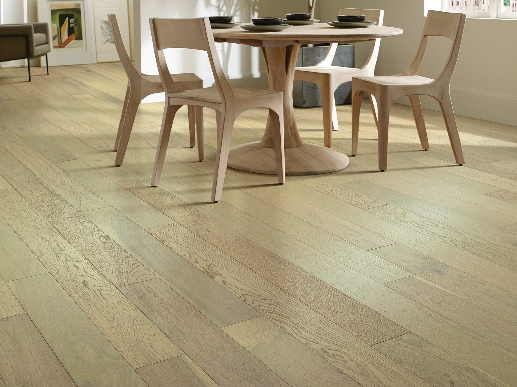 Empire Oak Plank | The Gallery Collection | Carnegie Shade | White Oak | Real Hardwood | 1.2 mm Veneer Thickness | 29.53 Sq. Ft. Per Carton | Wire Brushed Texture image 3