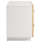 Modern Abel Nightstand with 2 Drawers – White Bleached Burl Wood Finish image 2