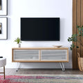 Nomad 47" TV Stand | Oak &amp; Walnut Finish Options | Industrial Modern TV Stand | Sliding Mesh Doors | Honeycomb Core | Wood Grain Laminate | Hairpin Legs image 0