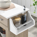 Culinary Kitchen Cart With Spice Rack | Rubberwood Top | Light Gray Natural, White Natural, Charcoal Natural &amp; Oak White Options image 11
