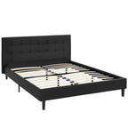 Full Size Bed In Faux Leather | Black Color With Toughened  Vinyl Headboard | 12" H | Linnea Series image 2
