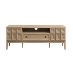 Samos 59" TV Stand | Light Oak &amp; Black Finish Options | Soft Close Hinges | 2 Push-to-Open Doors | Full-Glide Drawer | Cable Management Hole | Central Leveling Legs image 7