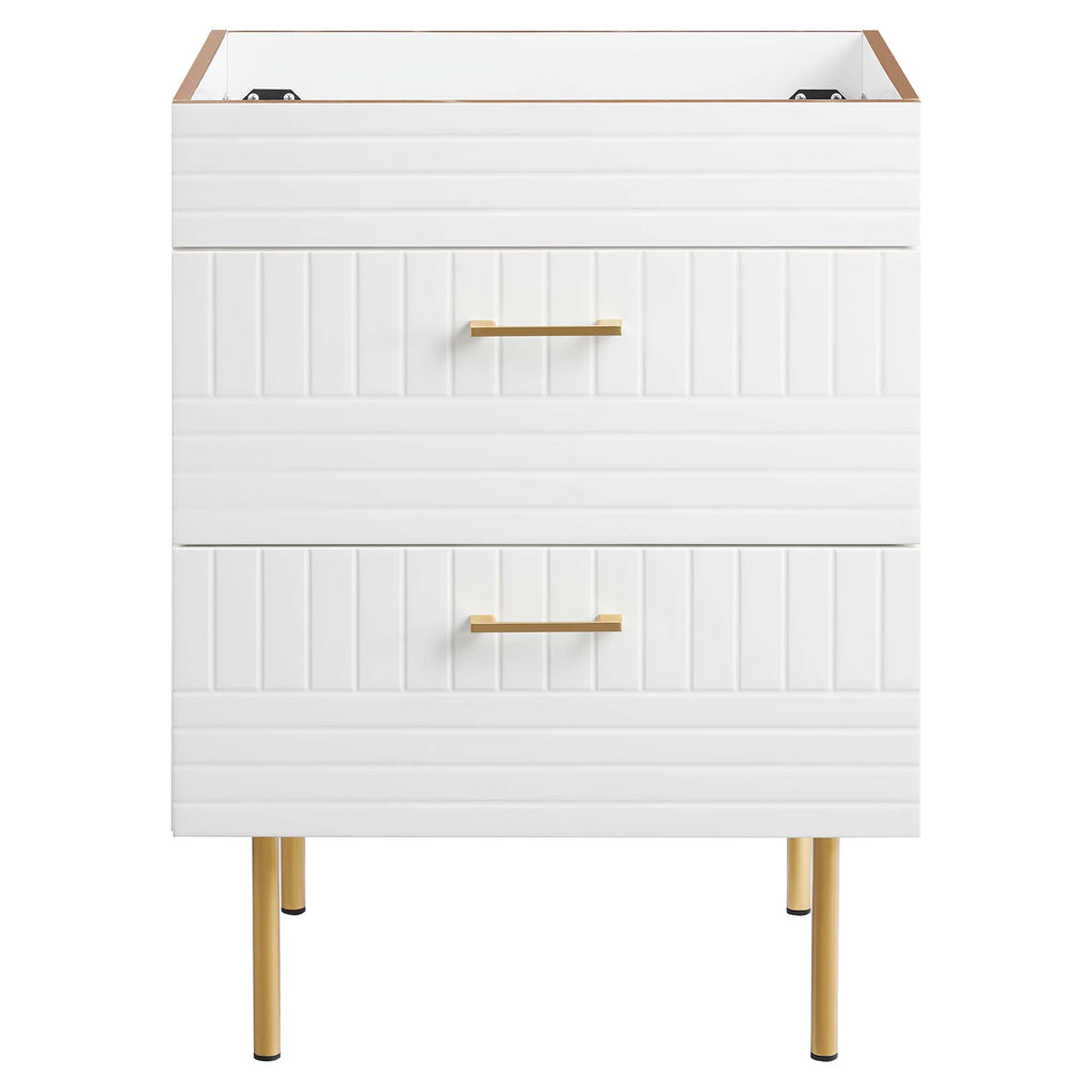 24" Bathroom Vanity Cabinet (Sink Basin Not Included) | Daybreak Series | Green, Light Gray & White Color Options | Full-Extension Drawers | Rubberwood, MDF, Particleboard Construction | Gold Metal Legs image 3