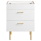 24" Bathroom Vanity Cabinet (Sink Basin Not Included) | Daybreak Series | Green, Light Gray & White Color Options | Full-Extension Drawers | Rubberwood, MDF, Particleboard Construction | Gold Metal Legs image 3