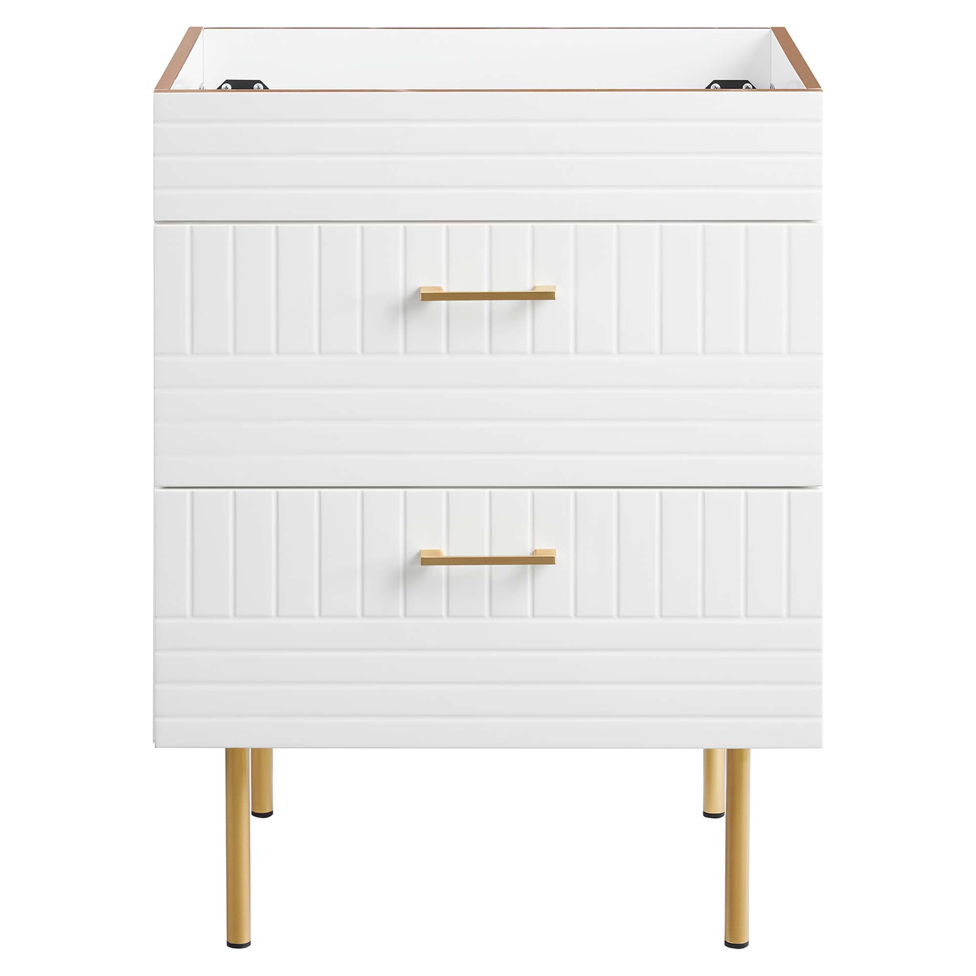 24" Bathroom Vanity Cabinet (Sink Basin Not Included) | Daybreak Series | Green, Light Gray & White Color Options | Full-Extension Drawers | Rubberwood, MDF, Particleboard Construction | Gold Metal Legs image 3