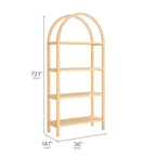 Vexley 72 Inch Large Arched Bookshelf  | Natural, Black &amp; Walnut Color Options | Pine Wood Frame | Sculptural Arched Silhouette | 4 Pine Veneer Shelves image 2