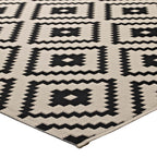 Perplex Geometric Diamond Trellis Indoor and Outdoor Area Rug | Black and Beige | 5X8 &amp; 8X10 Size Options | Tight Low Pile Weave | Gripping Rubber Underside | 100% Soft Polypropylene | Pack Of 2 image 4