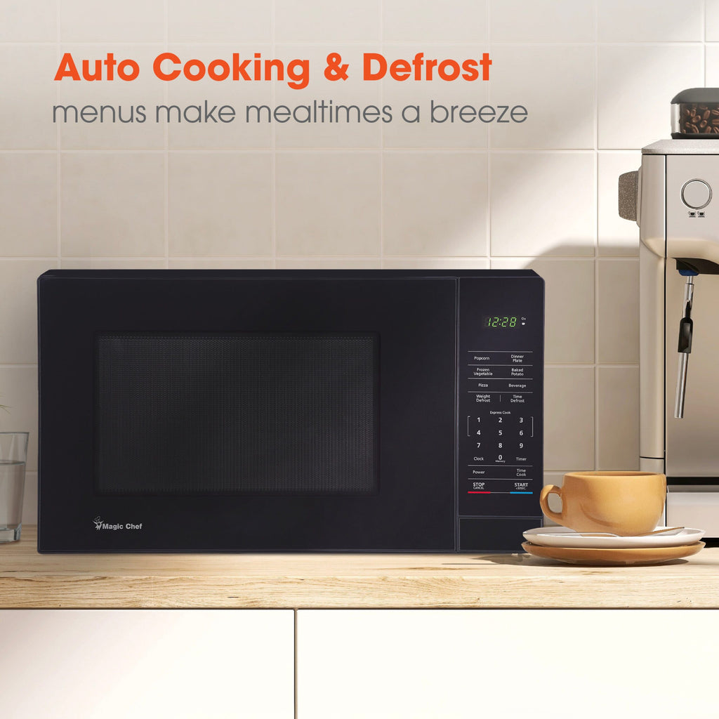 Magic Chef 1.1 Cu. Ft Countertop Microwave | 1000 Watt | Black with Gray Cavity Or Stainless Steel Color Options | Digital Display | 6 Auto Cooking Modes | Child Lock | Auto Defrost Modes image 6