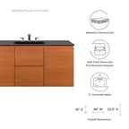 Wall Mount Bathroom Vanity With Sink | Cherry White & Cherry Black Color Options | 18", 24", 36" & 48" Size Options | Scenic Series | Full Extension Drawer | Ceramic Sink Basin | Drywall Friendly Mounting Cleat image 1