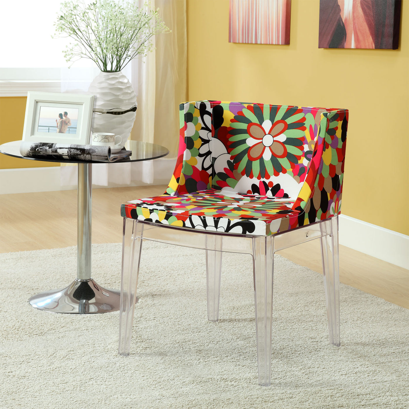 Flower Dining Side Chair in Transparent Clear image 0