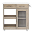 Culinary Kitchen Cart With Towel Bar | Rubberwood Top | Light Gray Natural, White Natural, Charcoal Natural &amp; Oak White Options image 6