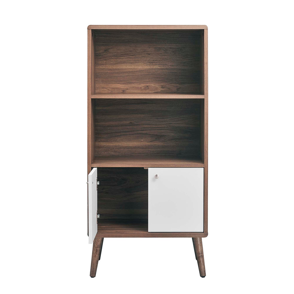 Transmit Display Cabinet Bookshelf | Walnut White | Mid-Century Display Cabinet | Smooth Wood Grain Laminate | Soft-Close Hinges | Modern Bookshelf image 4