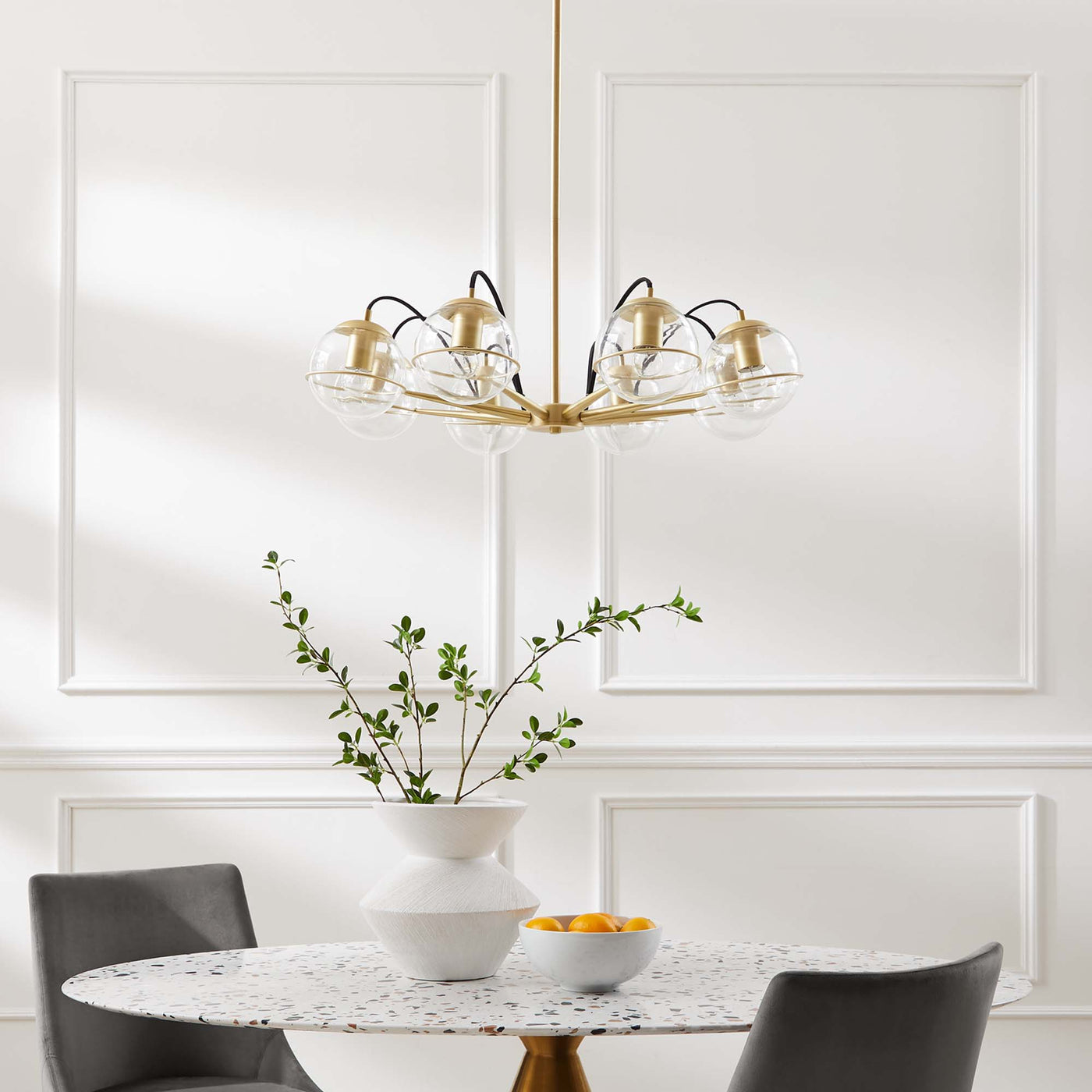 Hanna 8-Light Clear Gold Chandelier | Suspended Mount | Modern Style Chandelier image 4