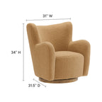 Montrose Wingback Sherpa Swivel Accent Chair in Camel Walnut image 5