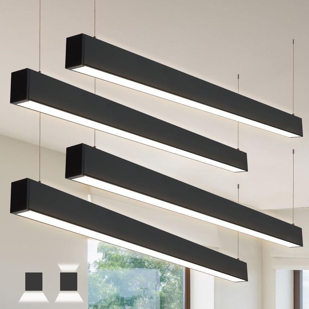 LED Suspended Up and Down Adjustable Light | 3000K/4000K/5000K CCT Tuneable | 0-10V Dimming | Commercial and Residential | Ideal for Office, Home, Shop, Garage, School | Pack of 4 image 1