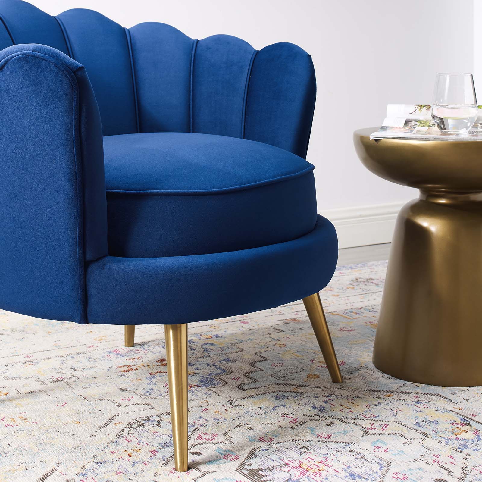 Admire Gray Scalloped Edge Performance Velvet Accent Armchair image 4