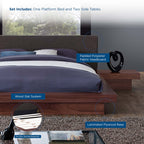 3-Piece Fabric Queen Bed With Night Stands And Headboard In Walnut Grey | Freja Series image 3