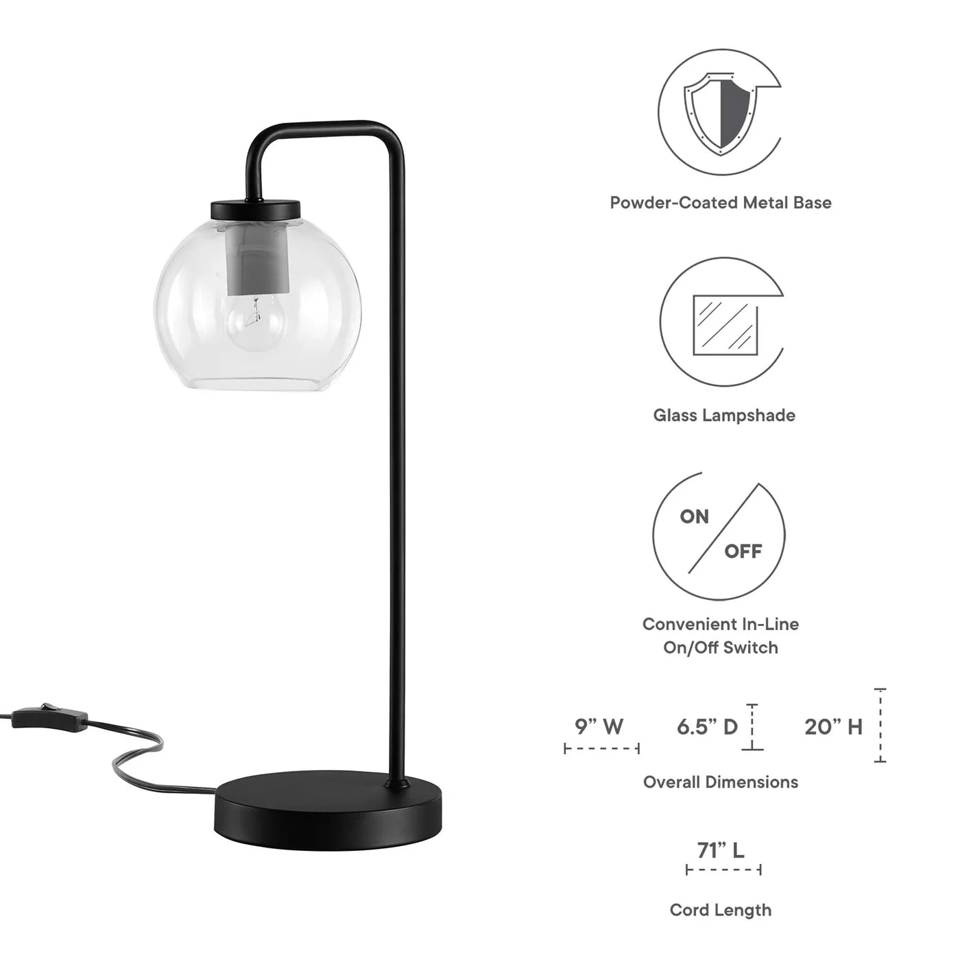 Silo Glass Globe and Metal Table Lamp | Pack of 2 image 14