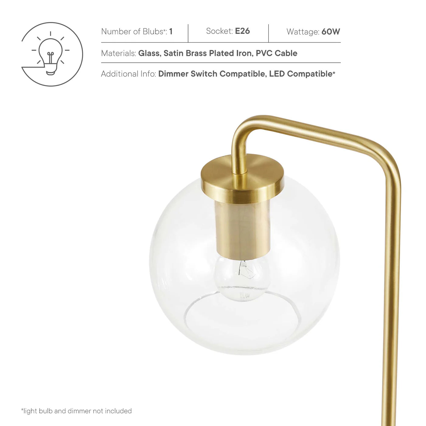 Silo Glass Globe and Metal Table Lamp | Pack of 2 image 8