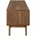 Render 48” TV Stand | Oak &amp; Walnut Finish Options | Mid-Century Style | Smooth Wood Grain Laminate | Slatted Sliding Door | Two Cable Management Holes image 4