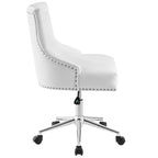 Regent Tufted Button Swivel Faux Leather Office Chair in White image 6
