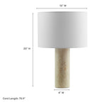 Zenith Travertine Table Lamp with a Fabric Drum Shade in Natural Travertine | Pack of 2 image 9