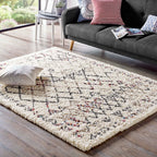 Multicolored Skadi Rainbow Diamond Shag 5 X 8 Area Rug | Shag Weave Approx. 2 Inches | Grooved Rubber Grip Bottom | 80% Polypropylene / 20% Polyester image 8