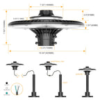 LED Post Top Pole Light with Dusk to Dawn Photocell, 60W/80W/100W/120W/150W/200W Options, 3000K/4000K/5000K CCT Tunable, LED Garden Area Lights for Pathway IP65 Waterproof image 6