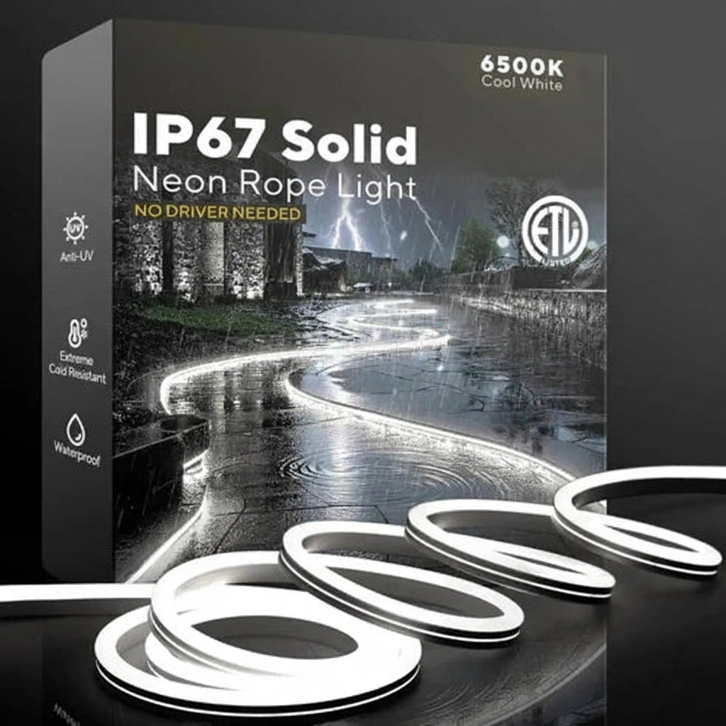 120V IP67 Outdoor LED Neon Rope Light, 2800K/6500K, Driverless, ETL Listed