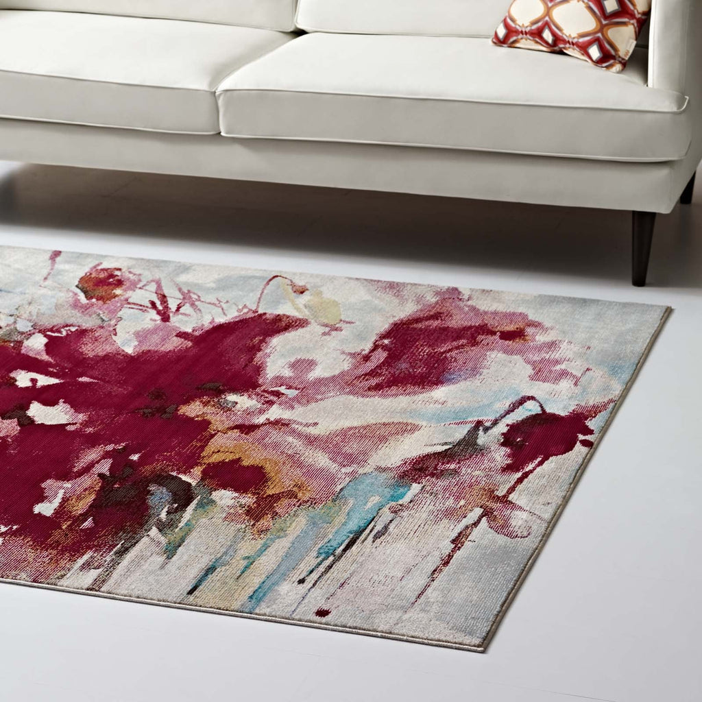 Multicolored Blume Abstract Floral 4x6 Area Rug | Tight Low Pile Weave | Gripping Grooved Rubber Underside | 100% Polypropylene | Pack Of 2 image 4