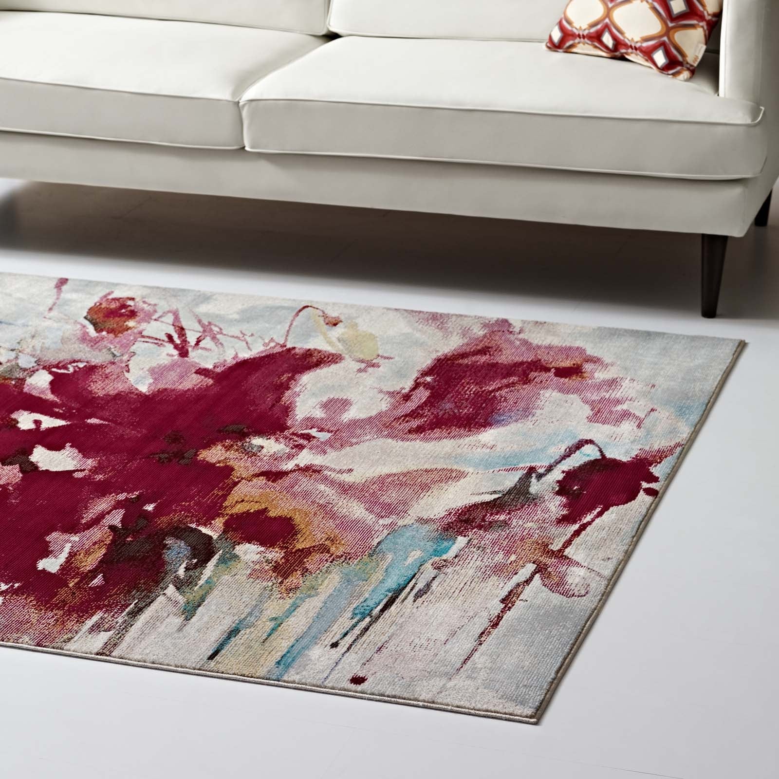 Multicolored Blume Abstract Floral 4x6 Area Rug | Tight Low Pile Weave | Gripping Grooved Rubber Underside | 100% Polypropylene | Pack Of 2 image 4