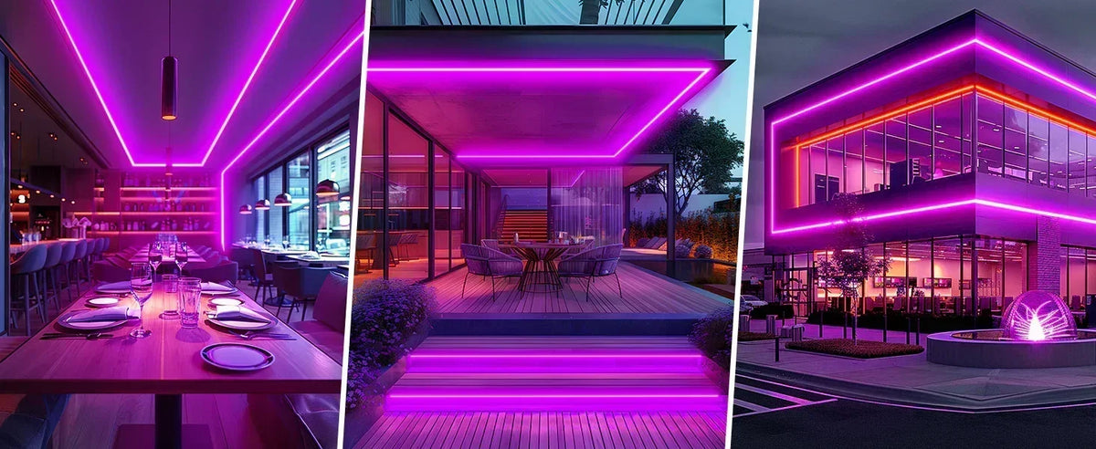 Purple LED Neon Rope Light – Dotless, Dimmable, IP65, ETL Listed