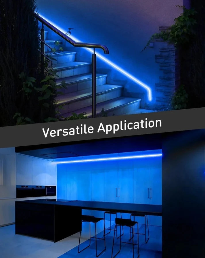 Blue LED Neon Rope Light – Dotless, Dimmable, IP65, ETL Listed