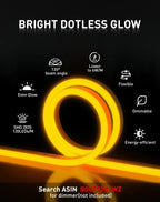 Amber Yellow LED Neon Rope Light – Dotless, Cuttable, IP65, ETL Listed, 110V