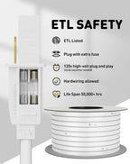 Amber Yellow LED Neon Rope Light – Dotless, Cuttable, IP65, ETL Listed, 110V