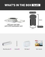 6000K Cool White LED Neon Rope Light – Dotless, Dimmable, IP65, ETL Listed