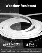 6000K Cool White LED Neon Rope Light – Dotless, Dimmable, IP65, ETL Listed