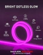 Purple LED Neon Rope Light – Dotless, Dimmable, IP65, ETL Listed