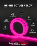 Pink LED Neon Rope Light – Dotless, Dimmable, IP65, ETL Listed