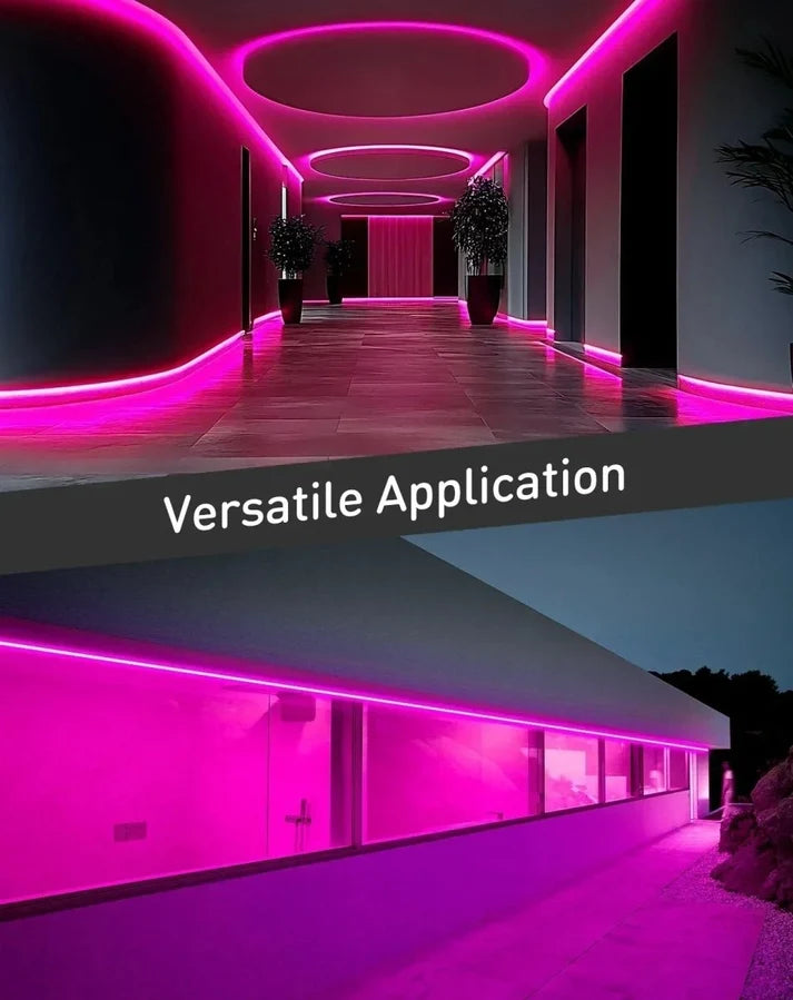 Pink LED Neon Rope Light – Dotless, Dimmable, IP65, ETL Listed