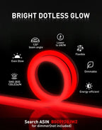 Red LED Neon Rope Light – Dotless, Dimmable, IP65, ETL Listed