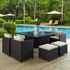 Inverse 9-Piece Outdoor Patio Dining Set in Espresso and Beige image 0