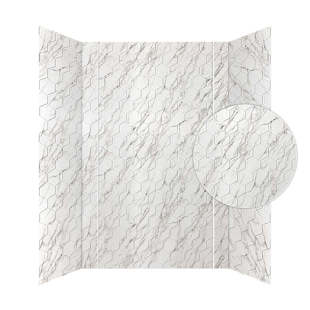 Hex Shower Wall Tiles For Shower and Tub Surrounds | Glue Up Easy To Install | 3 Wall Set image 2
