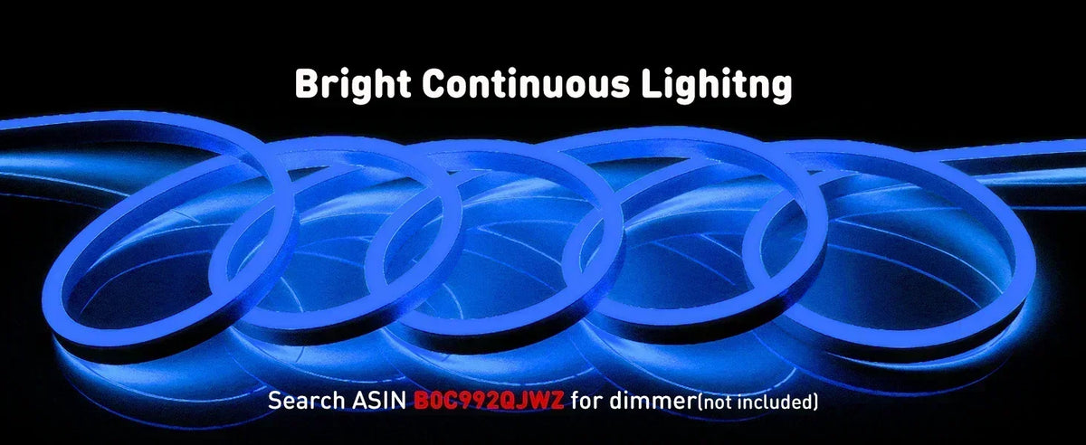 Blue LED Neon Rope Light – Dotless, Dimmable, IP65, ETL Listed
