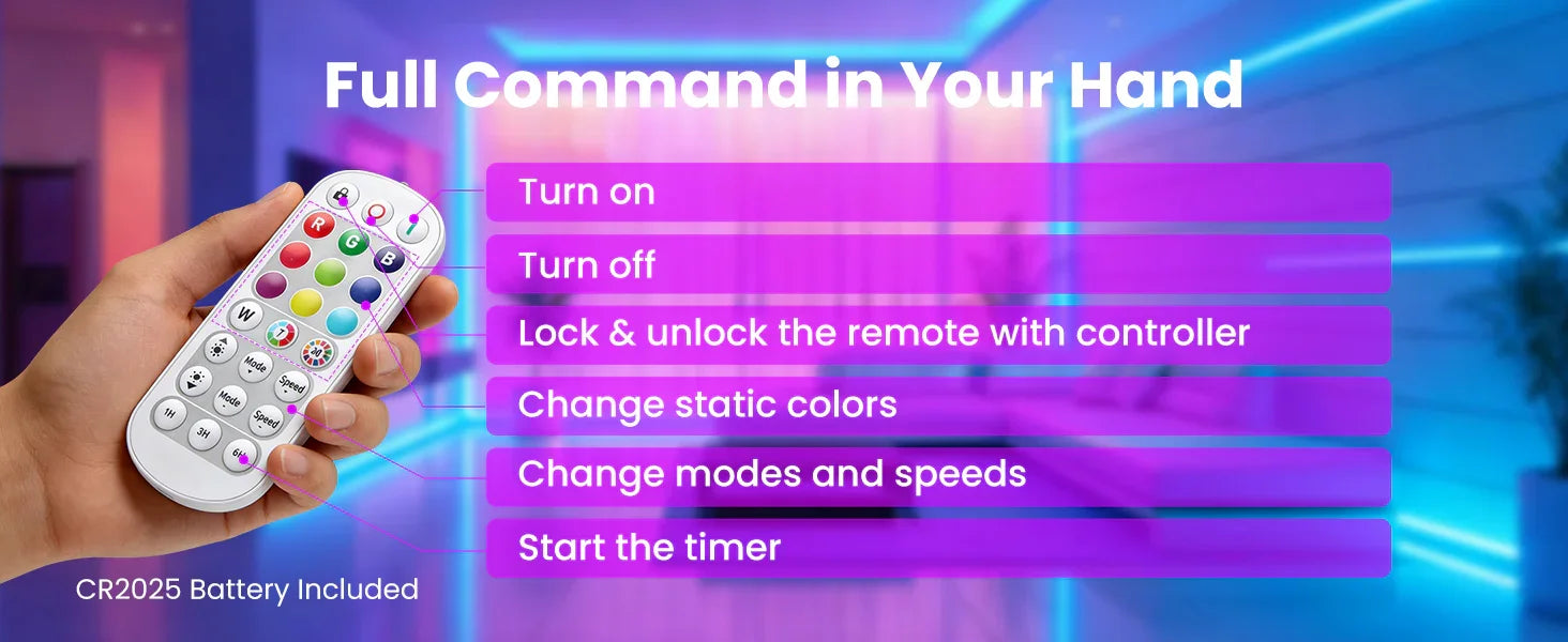 120V Smart RGB LED Neon Rope Light, IP65, 16M Colors, Voice Control